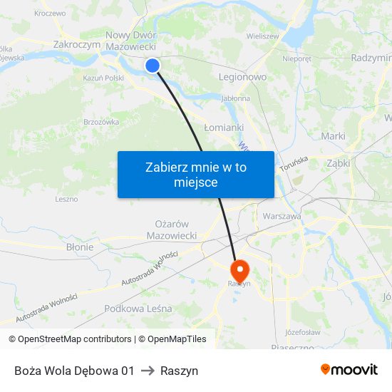 Boża Wola Dębowa to Raszyn map