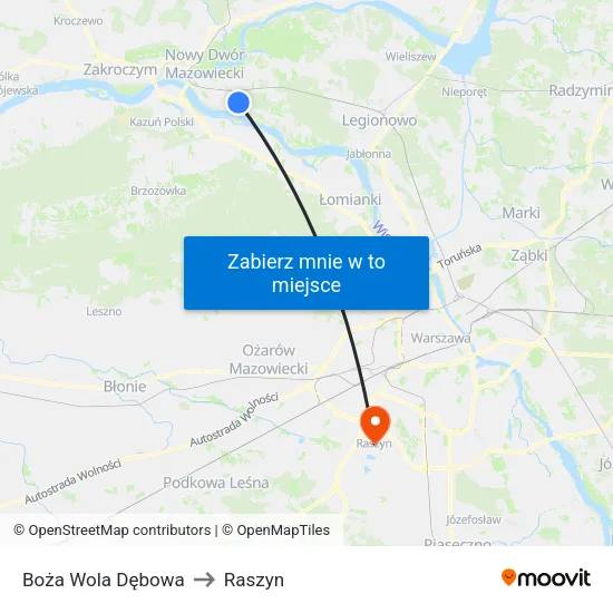 Boża Wola Dębowa to Raszyn map