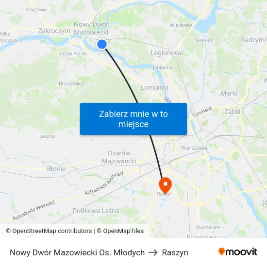 Nowy Dwór Mazowiecki Os. Młodych to Raszyn map