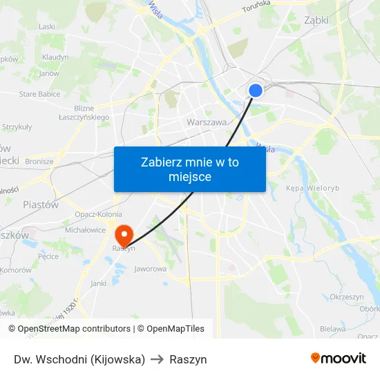 Dw. Wschodni (Kijowska) to Raszyn map