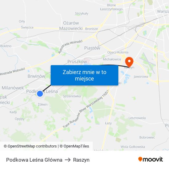 Podkowa Leśna Główna to Raszyn map