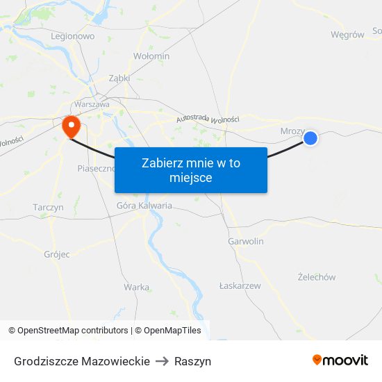 Grodziszcze Mazowieckie to Raszyn map