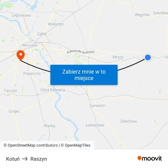 Kotuń to Raszyn map