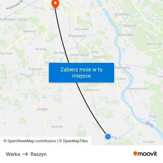 Warka to Raszyn map