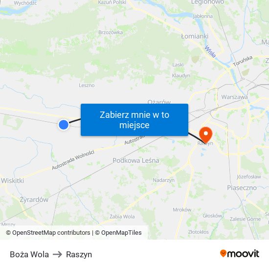 Boża Wola to Raszyn map