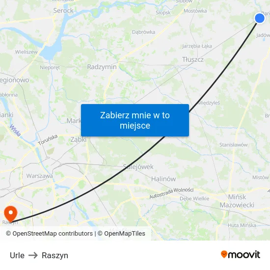 Urle to Raszyn map