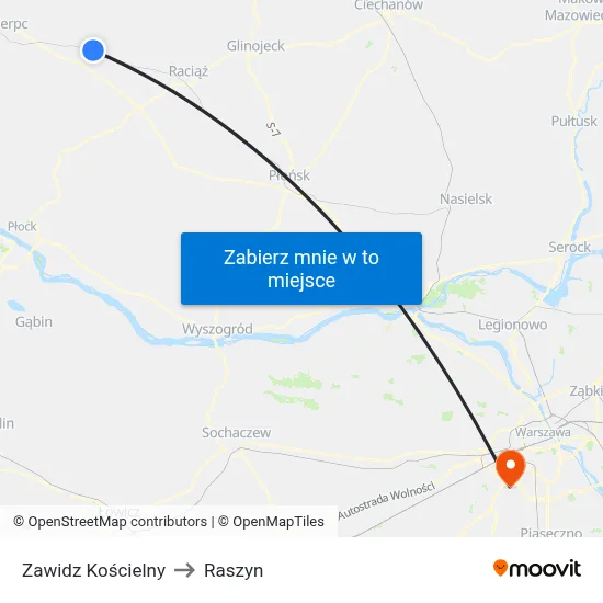 Zawidz Kościelny to Raszyn map