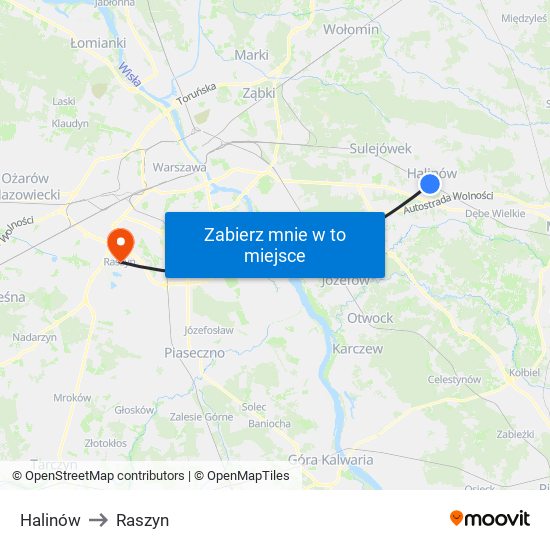 Halinów to Raszyn map