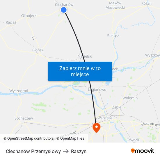 Ciechanów Przemysłowy to Raszyn map