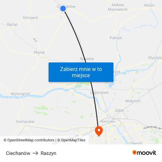 Ciechanów to Raszyn map