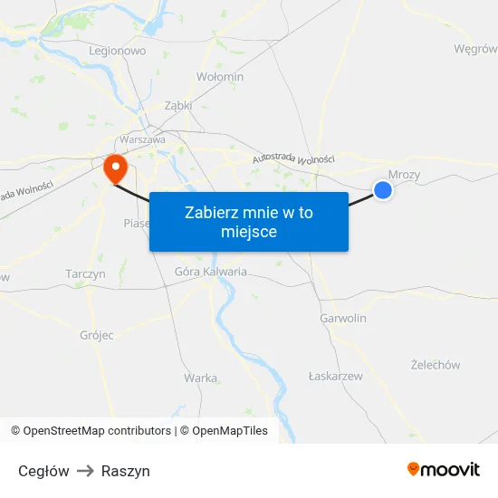 Cegłów to Raszyn map