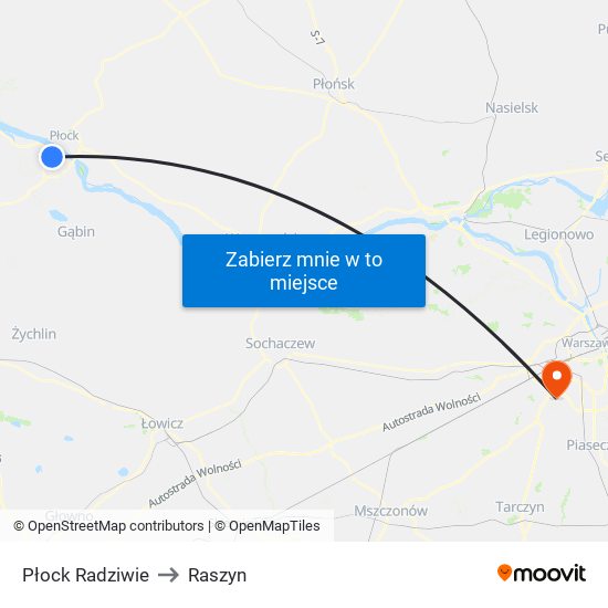 Płock Radziwie to Raszyn map