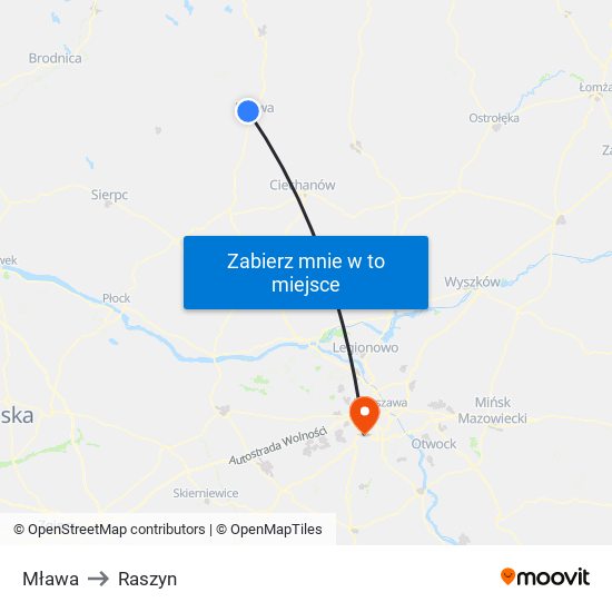 Mława to Raszyn map