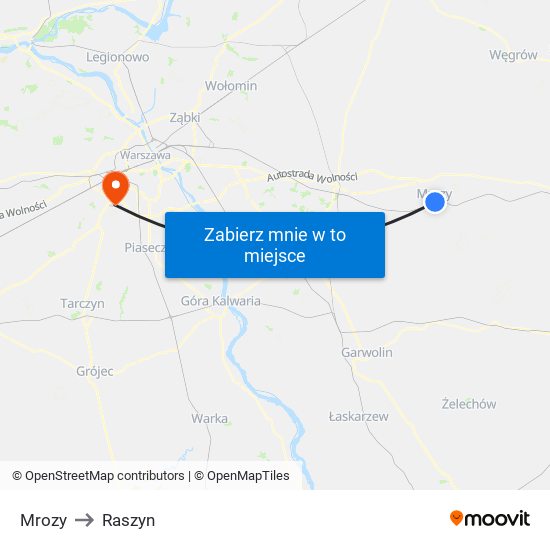 Mrozy to Raszyn map