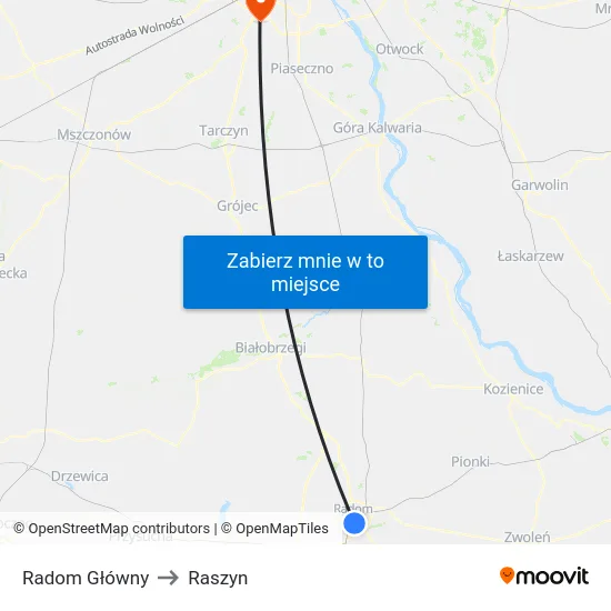 Radom Główny to Raszyn map