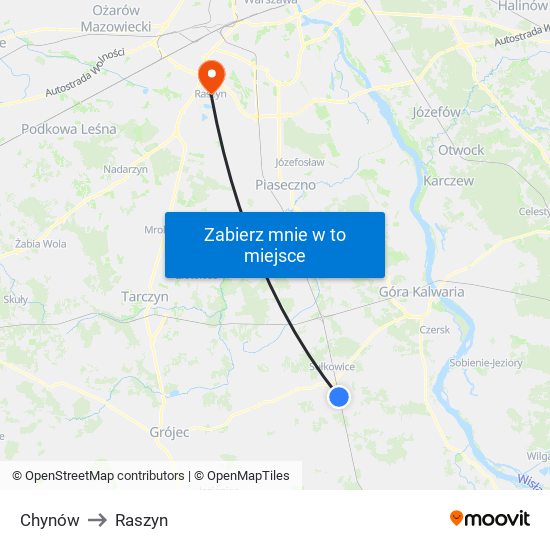 Chynów to Raszyn map