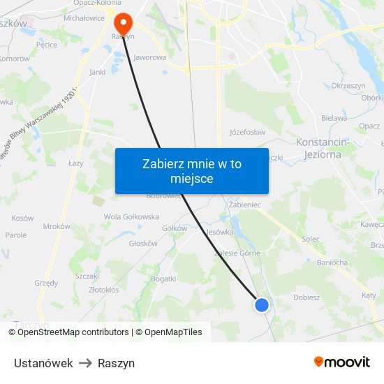 Ustanówek to Raszyn map