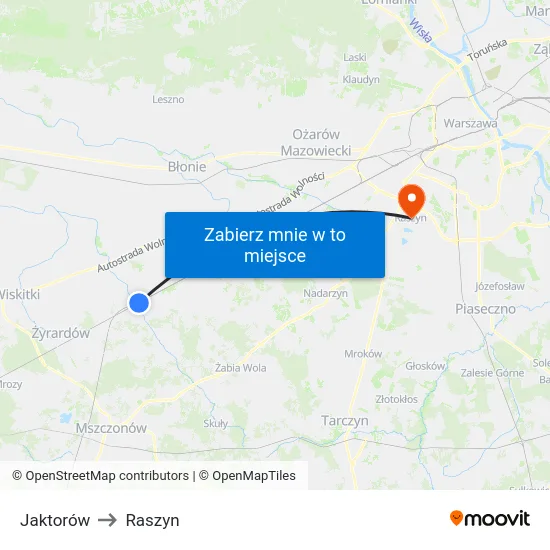 Jaktorów to Raszyn map