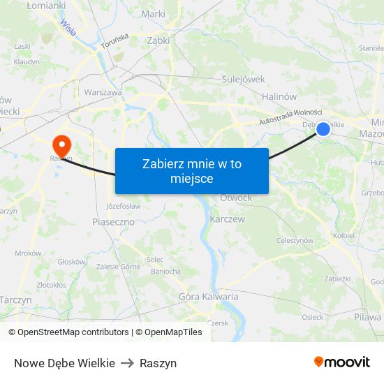 Nowe Dębe Wielkie to Raszyn map