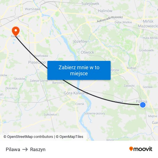 Pilawa to Raszyn map
