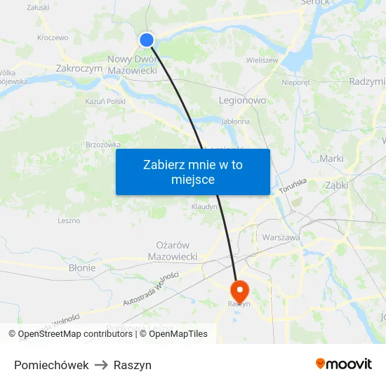 Pomiechówek to Raszyn map