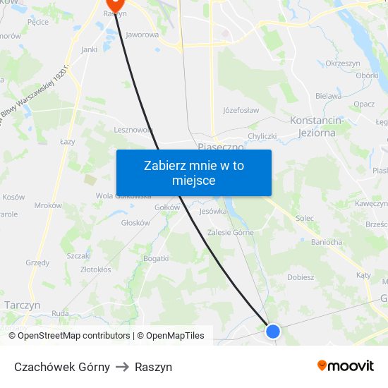 Czachówek Górny to Raszyn map