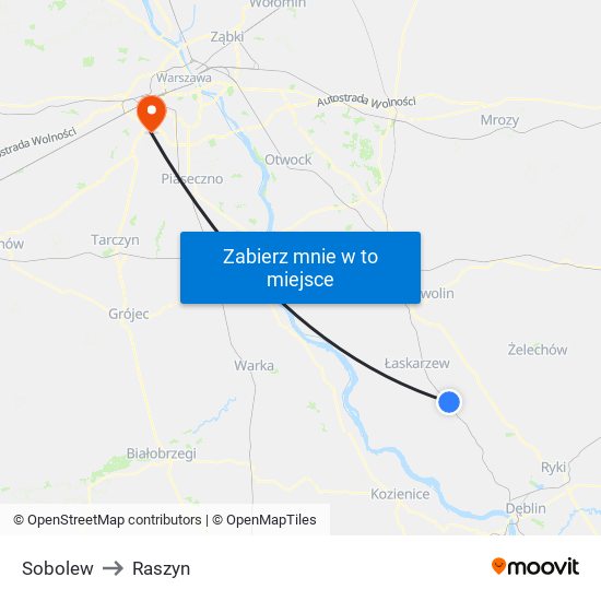 Sobolew to Raszyn map