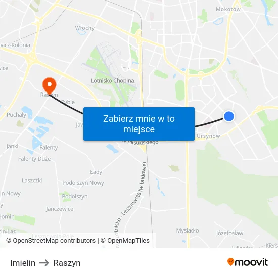 Imielin to Raszyn map