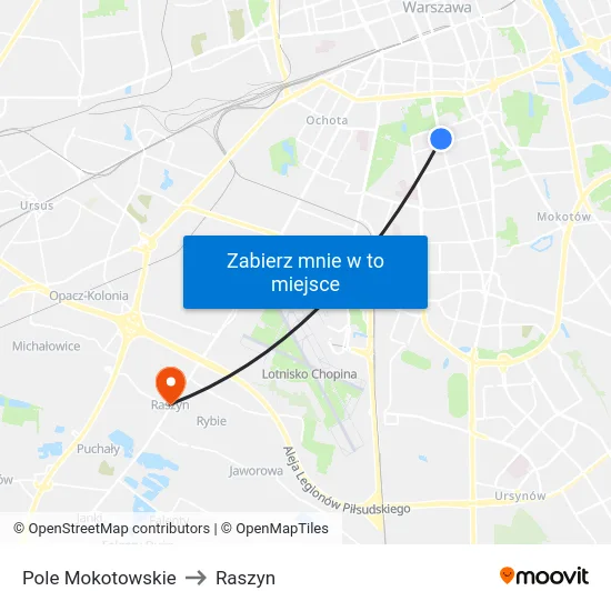 Pole Mokotowskie to Raszyn map