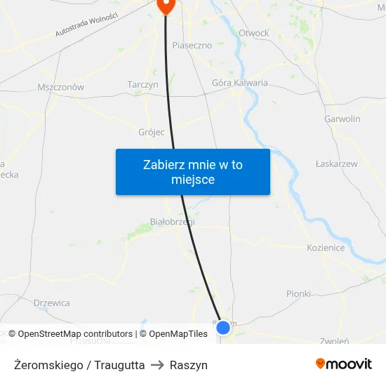Żeromskiego / Traugutta to Raszyn map
