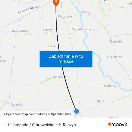 11 Listopada / Starowolska to Raszyn map
