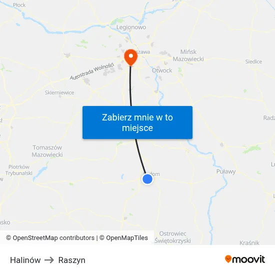 Halinów to Raszyn map