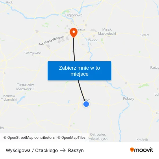 Wyścigowa / Czackiego to Raszyn map