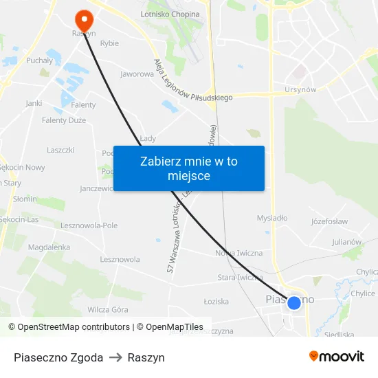 Piaseczno Zgoda to Raszyn map