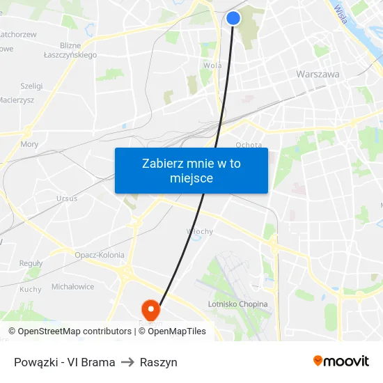 Powązki - VI Brama to Raszyn map