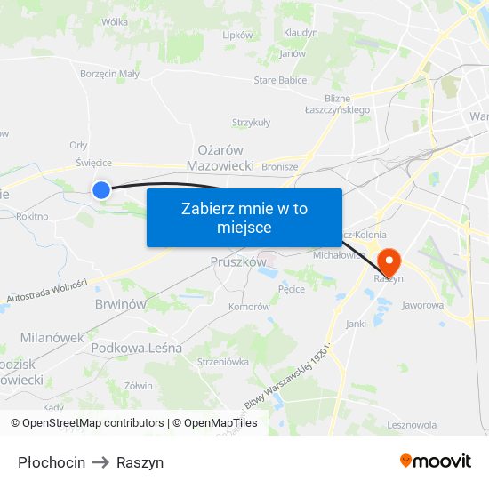Płochocin to Raszyn map