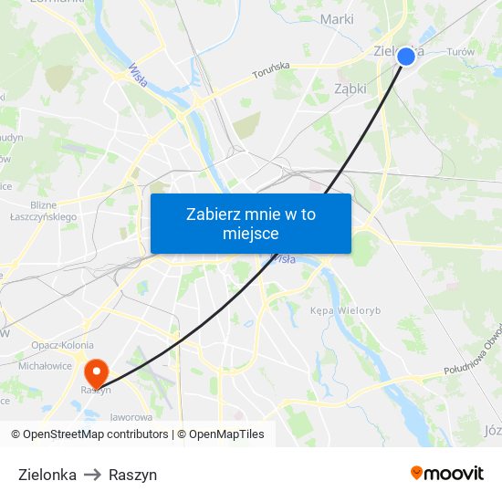 Zielonka to Raszyn map