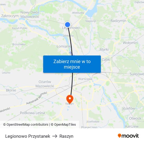 Legionowo Przystanek to Raszyn map