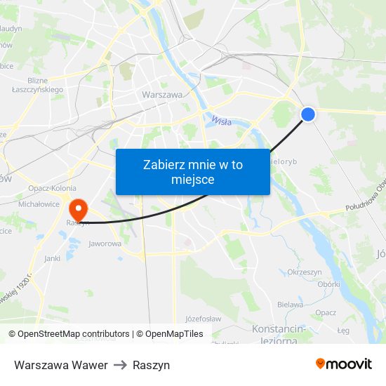 Warszawa Wawer to Raszyn map