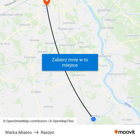 Warka Miasto to Raszyn map