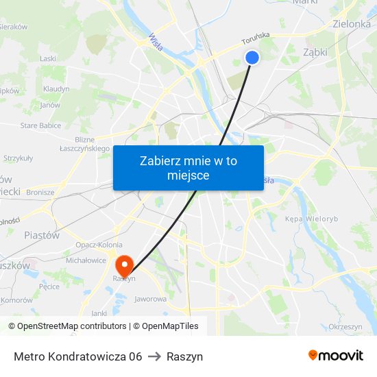 Metro Kondratowicza 06 to Raszyn map