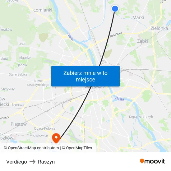 Verdiego to Raszyn map