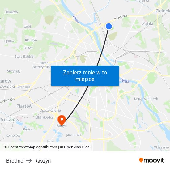 Bródno to Raszyn map