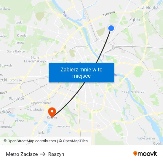 Metro Zacisze to Raszyn map