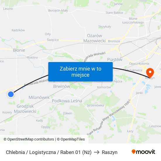 Chlebnia / Logistyczna / Raben 01 (Nż) to Raszyn map