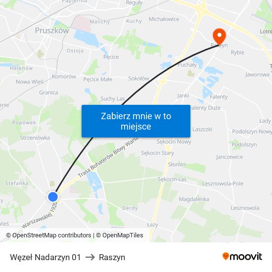 Węzeł Nadarzyn 01 to Raszyn map