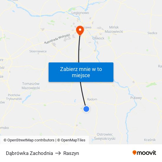 Dąbrówka Zachodnia to Raszyn map