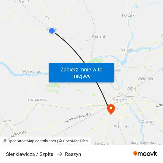Sienkiewicza / Szpital to Raszyn map