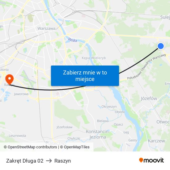 Zakręt Długa 02 to Raszyn map