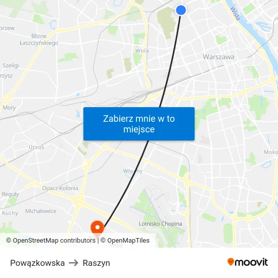 Powązkowska to Raszyn map